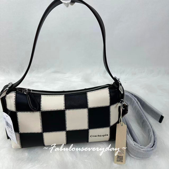 Coach Alter/Ego Small Slouchy Shoulder Bag In Checkerboard Leather CAO22 NWT - Picture 1 of 11